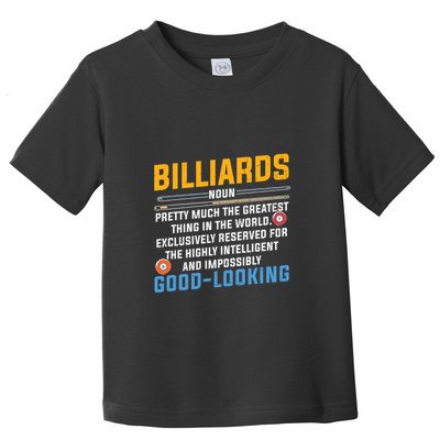 Father's Day Billiards Noun Good Looking Pool Player Gift For Dad Toddler T-Shirt