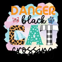 Funny Danger Black Cat Crossing Graphic Patchwork Gift Cooling Performance Crew T-Shirt