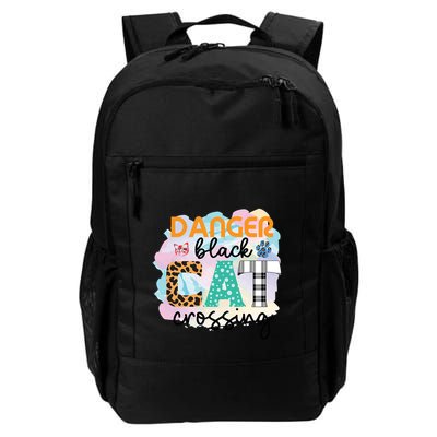 Funny Danger Black Cat Crossing Graphic Patchwork Gift Backpack