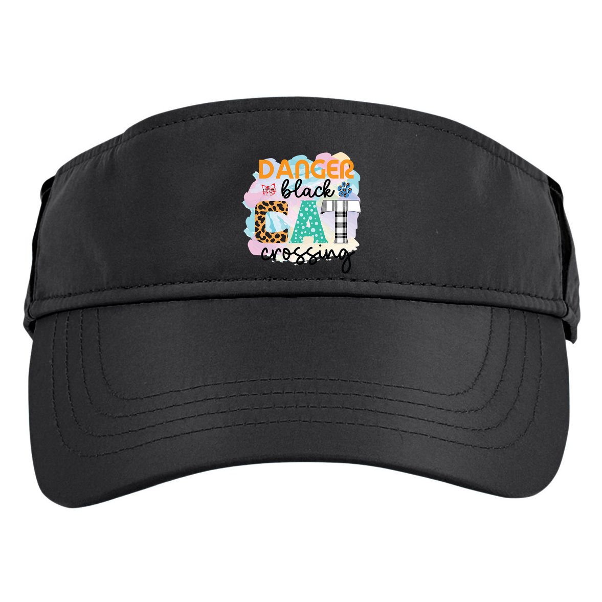 Funny Danger Black Cat Crossing Graphic Patchwork Gift Adult Drive Performance Visor
