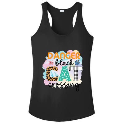 Funny Danger Black Cat Crossing Graphic Patchwork Gift Ladies PosiCharge Competitor Racerback Tank
