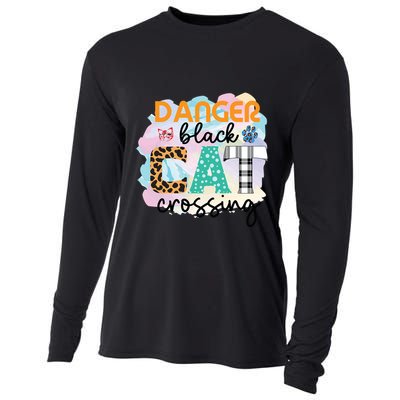Funny Danger Black Cat Crossing Graphic Patchwork Gift Cooling Performance Long Sleeve Crew