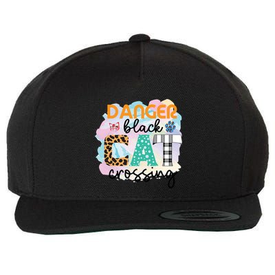 Funny Danger Black Cat Crossing Graphic Patchwork Gift Wool Snapback Cap