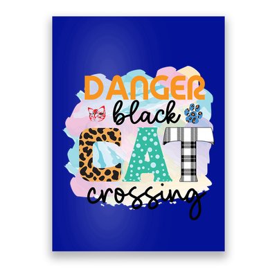 Funny Danger Black Cat Crossing Graphic Patchwork Gift Poster