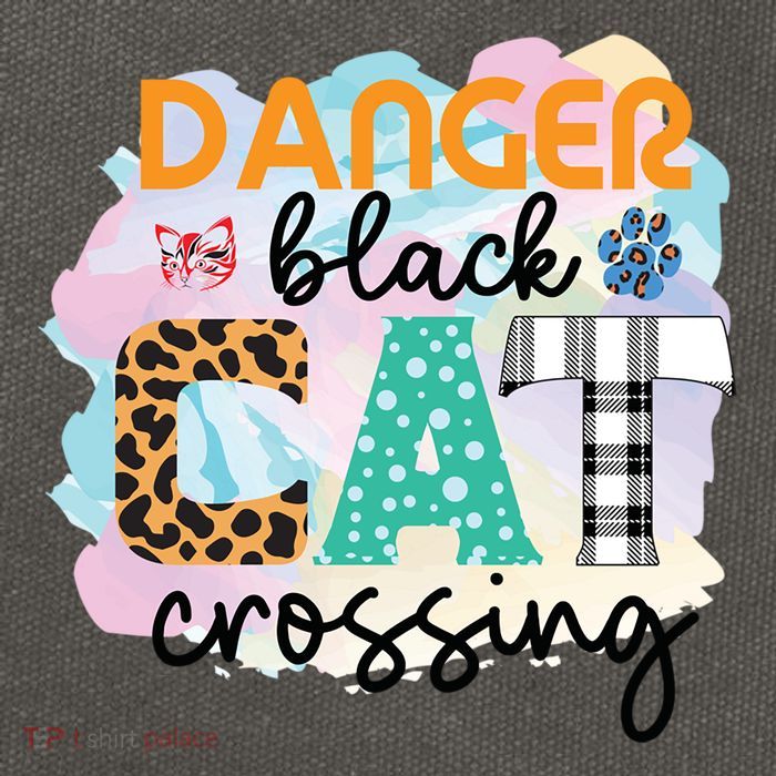Funny Danger Black Cat Crossing Graphic Patchwork Gift Cotton Canvas Backpack