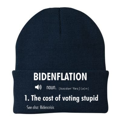 Funny Definition Bidenflation The Cost Of Voting Stupid Knit Cap Winter Beanie