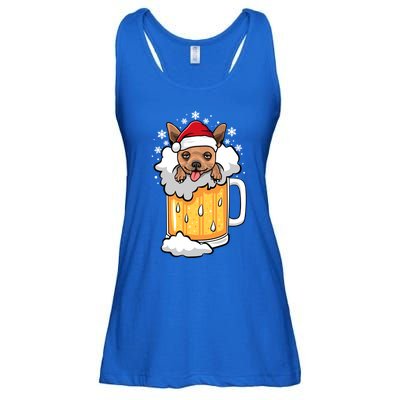 Funny Drunk Beer Chihuahua Christmas Dog Gift Ladies Essential Flowy Tank