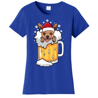 Funny Drunk Beer Chihuahua Christmas Dog Gift Women's T-Shirt