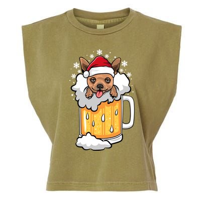 Funny Drunk Beer Chihuahua Christmas Dog Gift Garment-Dyed Women's Muscle Tee