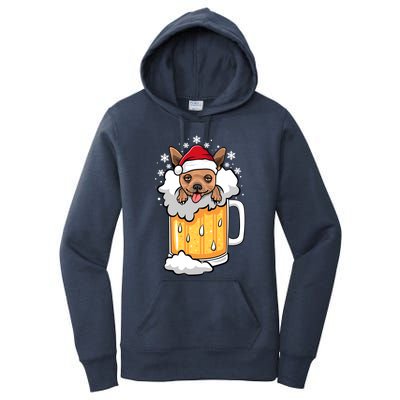 Funny Drunk Beer Chihuahua Christmas Dog Gift Women's Pullover Hoodie