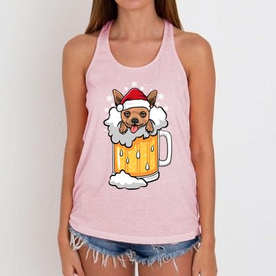 Funny Drunk Beer Chihuahua Christmas Dog Gift Women's Knotted Racerback Tank