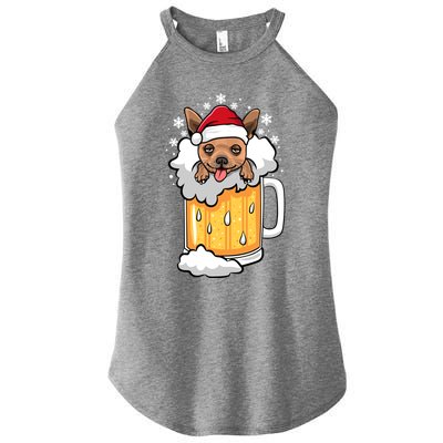 Funny Drunk Beer Chihuahua Christmas Dog Gift Women’s Perfect Tri Rocker Tank