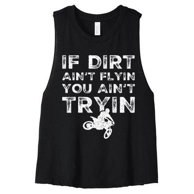 Funny Dirt Bike Riding Mx Motocross Rider Supercross Women's Racerback Cropped Tank