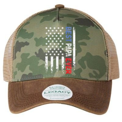 Father's Day Best Papa Ever with US American Flag Legacy Tie Dye Trucker Hat