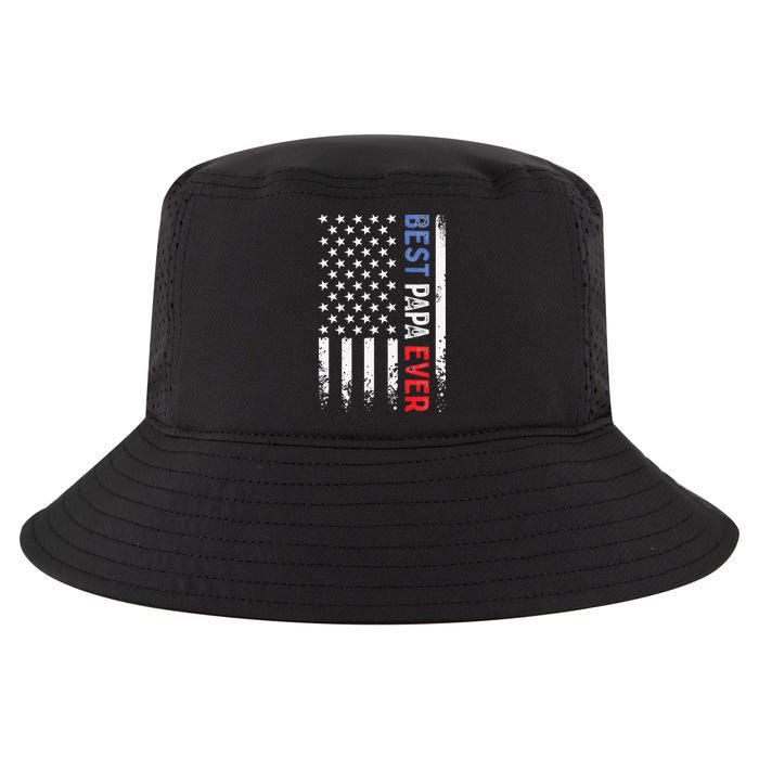 Father's Day Best Papa Ever with US American Flag Cool Comfort Performance Bucket Hat