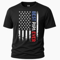 Father's Day Best Papa Ever with US American Flag Cooling Performance Crew T-Shirt