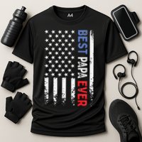 Father's Day Best Papa Ever with US American Flag Cooling Performance Crew T-Shirt