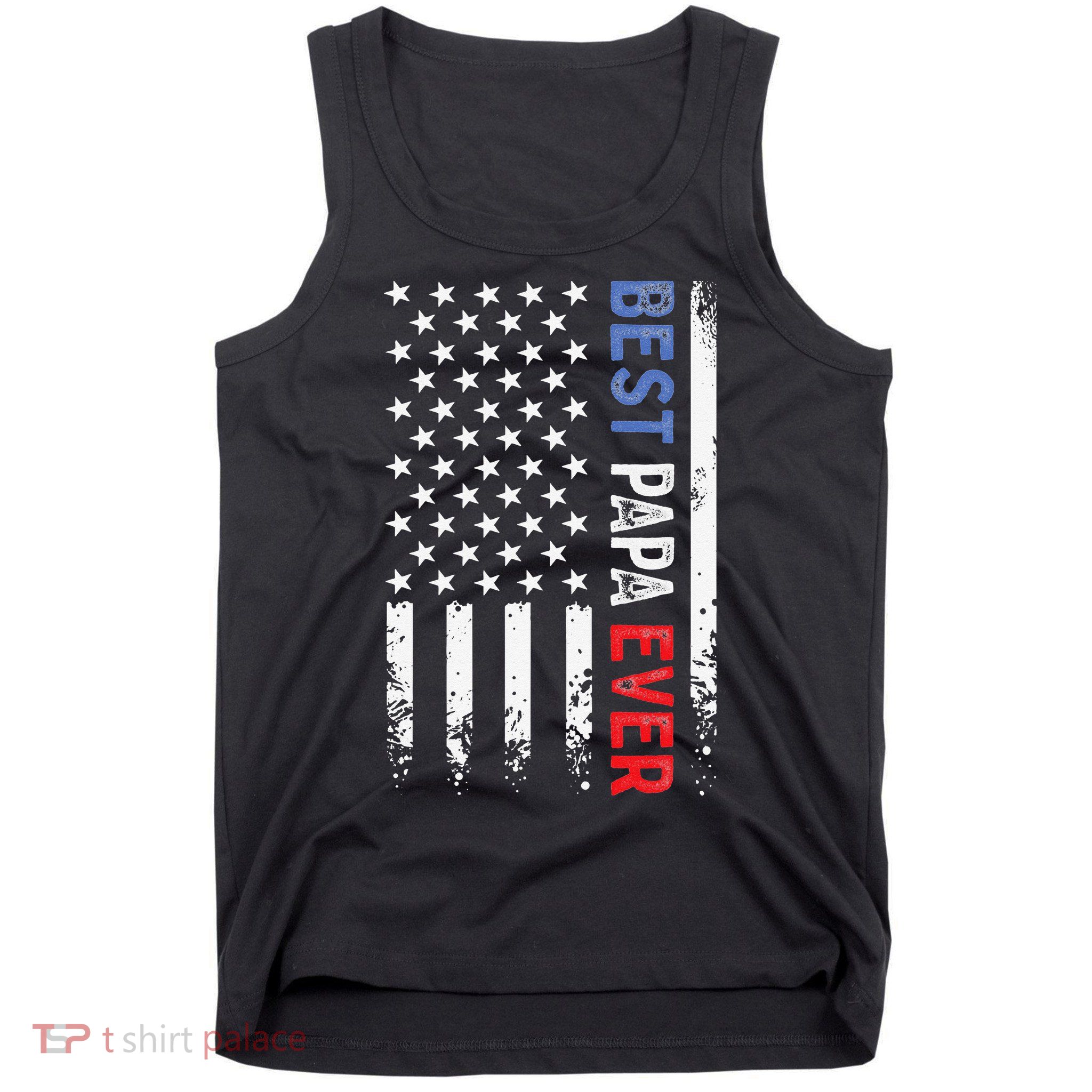 Father's Day Best Papa Ever with US American Flag Tank Top