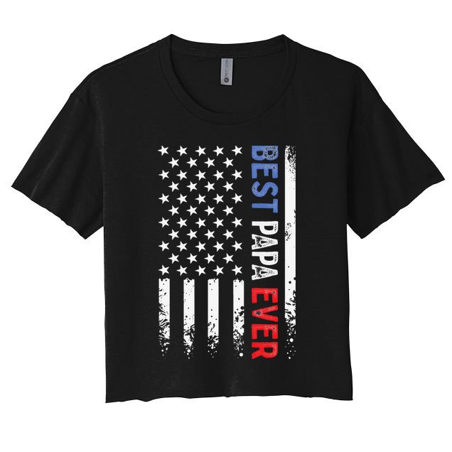 Father's Day Best Papa Ever with US American Flag Crop Top