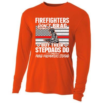 Firefighters Dont Brag Proud Firefighter Stepdad Dad Gift Cooling Performance Long Sleeve Crew