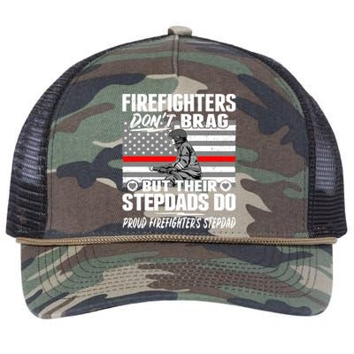 Firefighters Dont Brag Proud Firefighter Stepdad Dad Gift Retro Rope Trucker Hat Cap