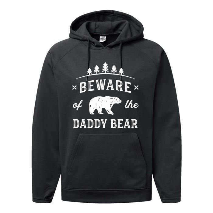 Fathers Day / Beware Daddy Bear Trees / Protective Dads Performance Fleece Hoodie