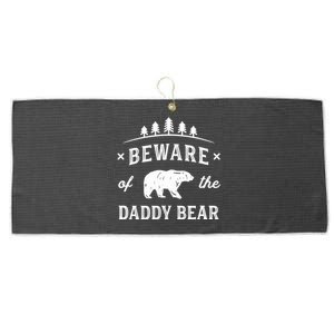 Fathers Day / Beware Daddy Bear Trees / Protective Dads Large Microfiber Waffle Golf Towel