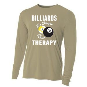 Father's Day BILLIARDS Its Cheaper Than Therapy Pool Player Gift For Dad Cooling Performance Long Sleeve Crew