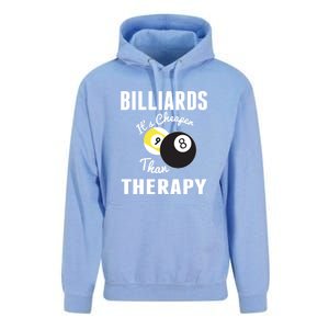 Father's Day BILLIARDS Its Cheaper Than Therapy Pool Player Gift For Dad Unisex Surf Hoodie