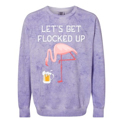 Flamingo Drinking Beer Funny Flamingo Colorblast Crewneck Sweatshirt