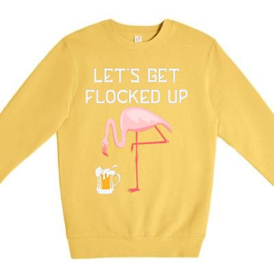 Flamingo Drinking Beer Funny Flamingo Premium Crewneck Sweatshirt