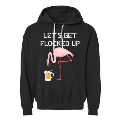 Flamingo Drinking Beer Funny Flamingo Garment-Dyed Fleece Hoodie