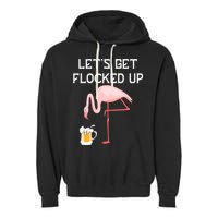 Flamingo Drinking Beer Funny Flamingo Garment-Dyed Fleece Hoodie