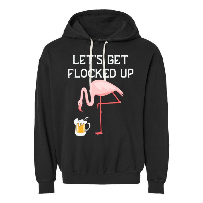 Flamingo Drinking Beer Funny Flamingo Garment-Dyed Fleece Hoodie