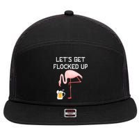Flamingo Drinking Beer Funny Flamingo 7 Panel Mesh Trucker Snapback Hat