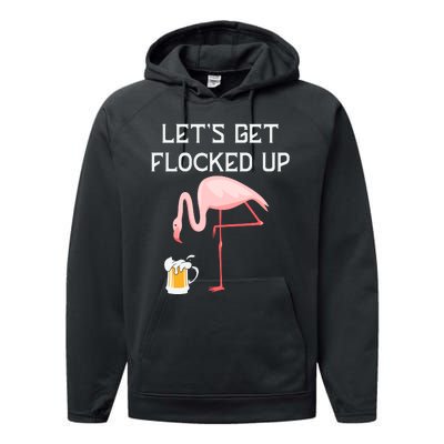 Flamingo Drinking Beer Funny Flamingo Performance Fleece Hoodie