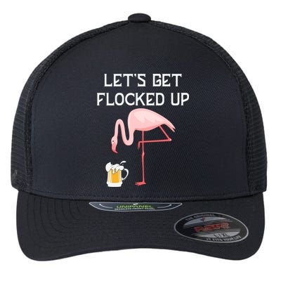 Flamingo Drinking Beer Funny Flamingo Flexfit Unipanel Trucker Cap