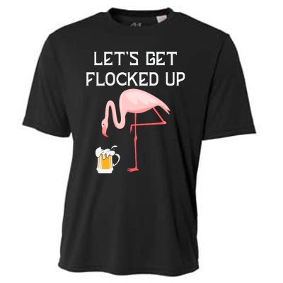 Flamingo Drinking Beer Funny Flamingo Cooling Performance Crew T-Shirt