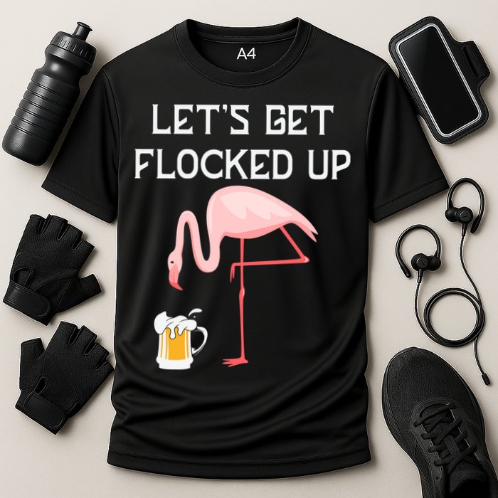 Flamingo Drinking Beer Funny Flamingo Performance Shirt