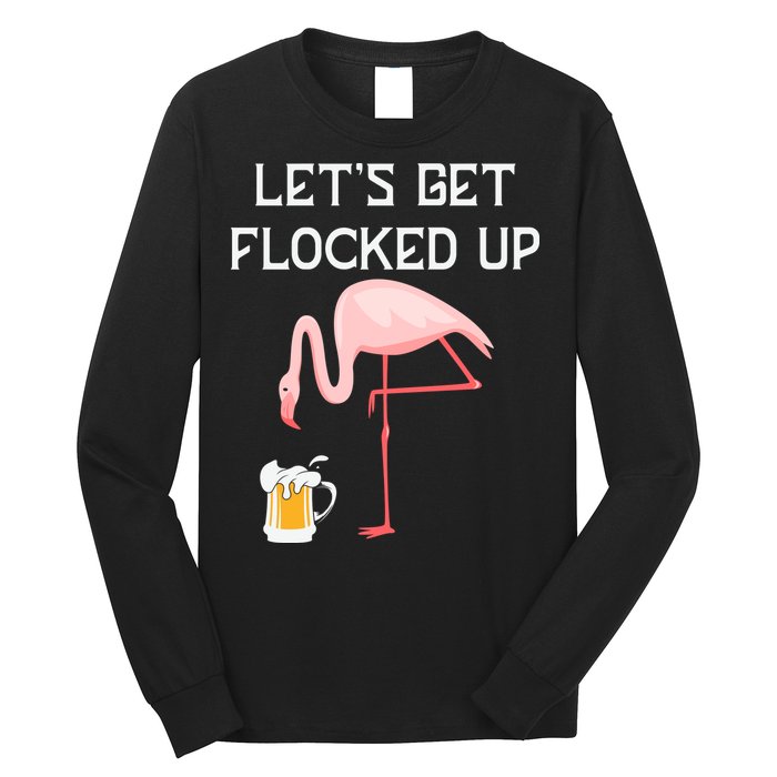 Flamingo Drinking Beer Funny Flamingo Long Sleeve Shirt