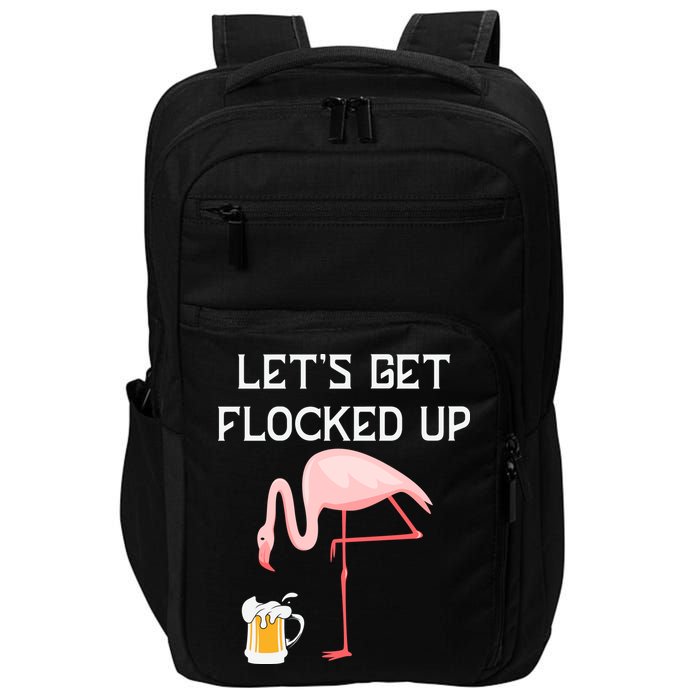 Flamingo Drinking Beer Funny Flamingo Impact Tech Backpack