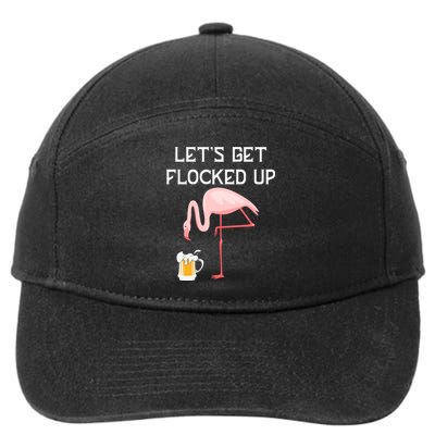 Flamingo Drinking Beer Funny Flamingo 7-Panel Snapback Hat