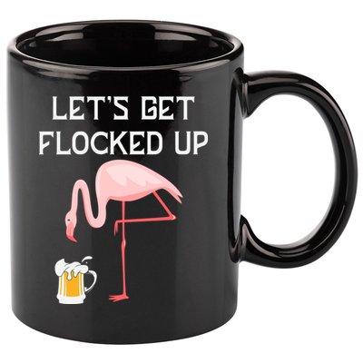 Flamingo Drinking Beer Funny Flamingo 11oz C Handle Ceramic Mug