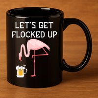 Flamingo Drinking Beer Funny Flamingo 11oz C Handle Ceramic Mug