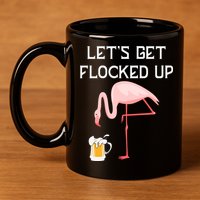 Flamingo Drinking Beer Funny Flamingo 11oz C Handle Ceramic Mug