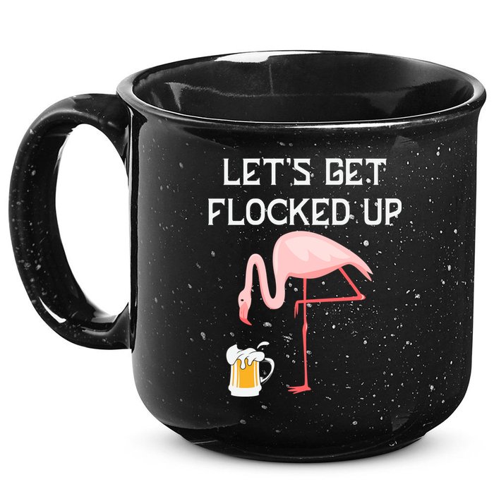 Flamingo Drinking Beer Funny Flamingo 15oz Campfire Ceramic Mug