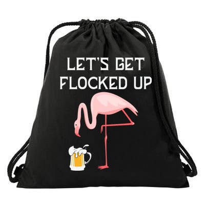 Flamingo Drinking Beer Funny Flamingo Drawstring Bag