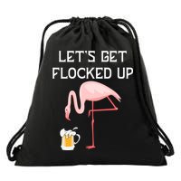 Flamingo Drinking Beer Funny Flamingo Drawstring Bag