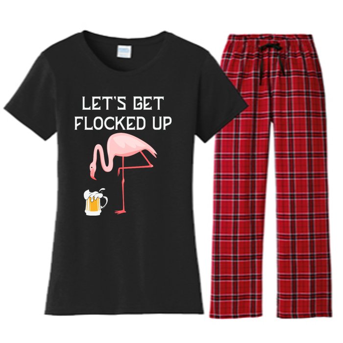 Flamingo Drinking Beer Funny Flamingo Women's Flannel Pajama Set