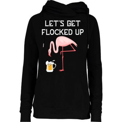 Flamingo Drinking Beer Funny Flamingo Womens Funnel Neck Pullover Hood